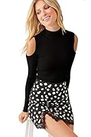 THE BLAZZE 1178 Women's Regular Solid Boxy Full Sleeve Cold Shoulder Ribbed Tops for Women(XL,Color_01)