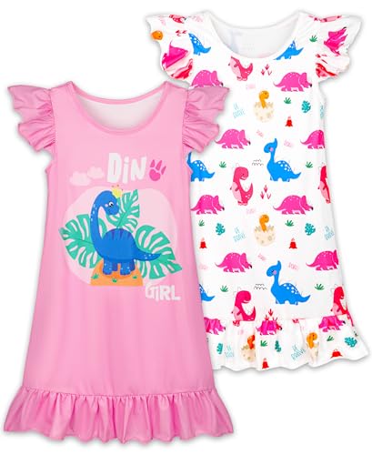 2Pcs Girls Cute Dress Flutter Short Sleeves 3-7 Years Soft Casual Dress