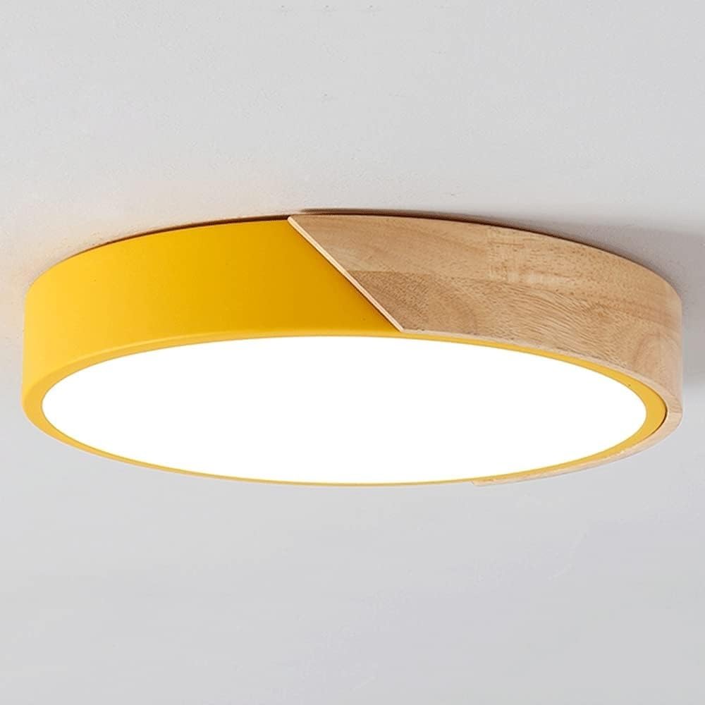 LONGDU Color Macaron Flush Mount LED Ceiling Light Fixture Ceiling Lamp Three-Color Dimming Modern Simple Round Panel Light Home Ceiling Lamp for Bedroom Stairs Hotel Living room kitchen Hallway (Col