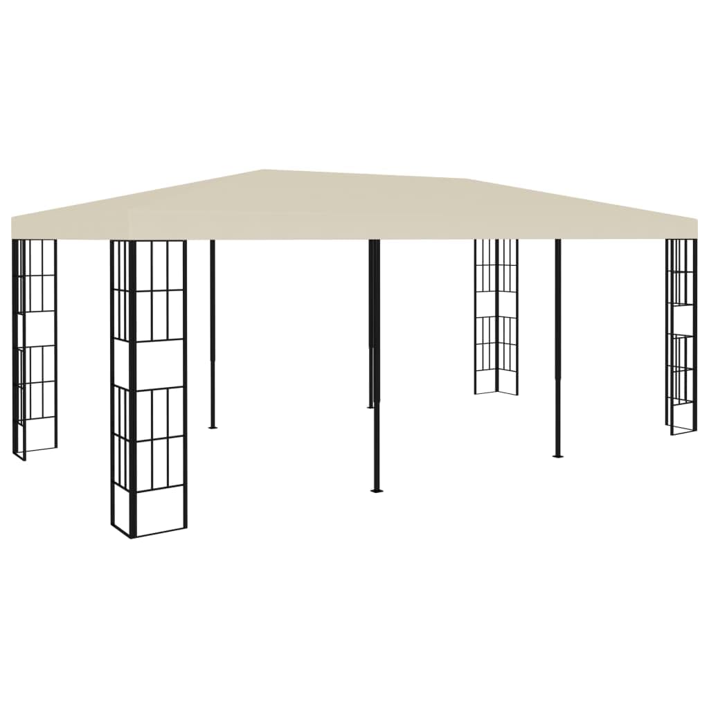 Gazebo per feste, gazebo da giardino, 3 x 6 m, colore crema, nero, in acciaio e poliestere, tettuccio parasole per giardino, terrazza, eventi, famiglia, barbecue, picnic