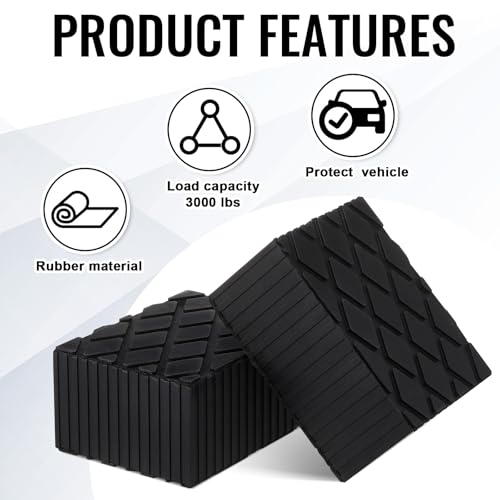 Image of Pangda 8 Pack Solid Rubber Auto Lift Pads 6-3 /8 inch x 4-3 /4 inch x 3.15 inch Anti-Skid Lift Block Spacer Pad for Automobile Car Lifts, Jacks and Racks, 4000 Lbs Capacity