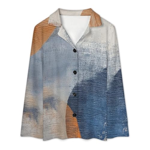 Haut géométrie de la peinture à l'huile abstraite pyjama ample sans serrer - 4