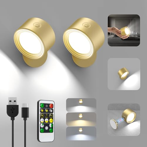 Image of Racokky LED Wall Mounted Lights with Remote, Rechargeable Wall Sconces