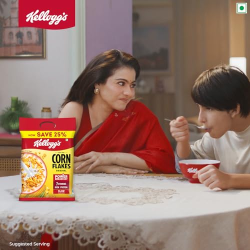 Image of Kellogg's Corn Flakes Original | Power of 5: Energy, Protein, Iron, Calcium, Vitamins B1, B2, B3 & C | Cornflakes, Breakfast Cereal | Naturally Cholesterol Free, 251g / 260g / 275g (Weight May Vary)