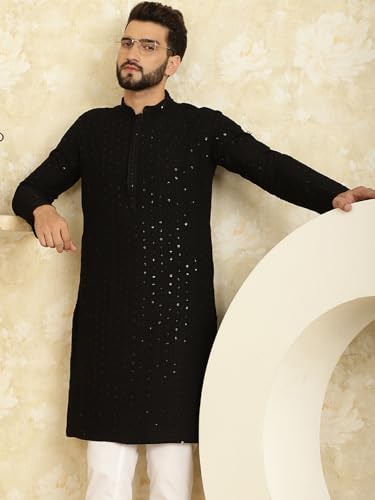 Sojanya (Since 1958 Men'S Pure Cotton Embroidered Sequined Only Long Kurta2