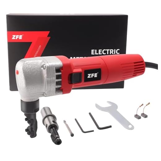Electric Metal Nibbler, ZFE 380W Electric Sheet Steel Nibbler Metal Shear with 1700RPM High Speed Rotor for Cutting Stainless Steel, Aluminium, Plastic