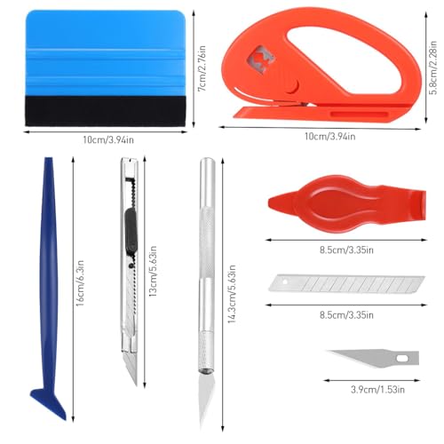 Image of ZIBUYU 9 Pcs Car Window Film Tint Tool Kit, Car Window Tint Squeegee Tool Kit Vinyl Wrap Tool Kit Automotive Tint Tool Glass Protective Film Installation Kit for Window Tint