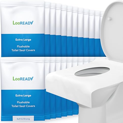 LooReady 便座カバー - 100%流せる - 特大 使い捨て 生分解性 - 旅行 トイレトレーニング 個人の衛生に最適 - 30個の個別包装（Amazon）