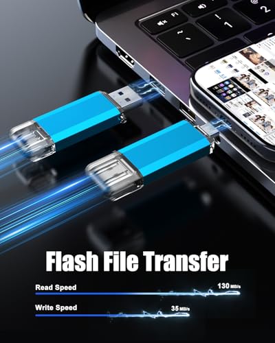 Image of KOOTION USB-C Flash Drive 128GB 2 in 1 USB 3.0 /USB Type C Thumb Drive High Speed up to 90 MB /s Dual OTG Thumb Drive USB Stick for Samsung, Xiaomi, Oneplus, MacBook, Chromebook Pixel etc.