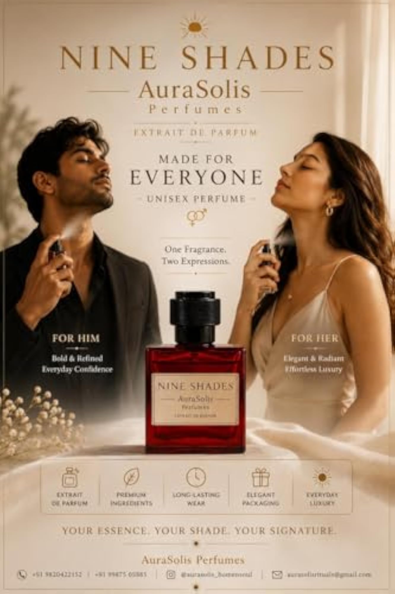 Nine Shades Long Lasting Luxury Perfume, Unisex