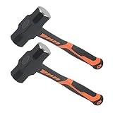 FAAING 2 Stück 1800g Fäustel Hammer, 1800 Gramm Vorschlaghammer mit Fiberglasstiel, Sledge Hammer 4 Lbs, 37cm Lang Abbruchhammer, Orange