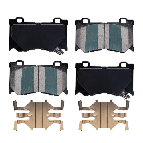 Image of Detroit Axle - Front Brake Pads for INFINITI G37 M37 M56 FX50 Q50 Q60 Q70 Q70L QX70 Nissan Z 370Z, Ceramic Brake Pads with Hardware Replacement