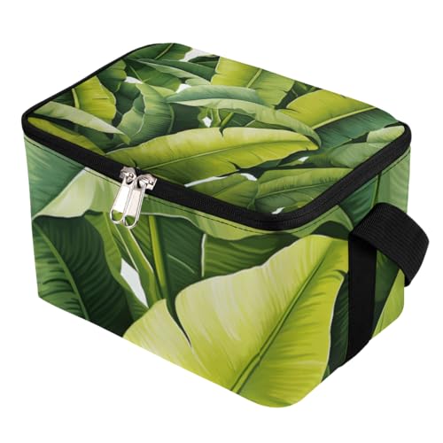 GzLeyigou Lunch Bags for Women Men 9 Cans,Summer Tropical Palm Leaves Hot & Cold Food Delivery Bag Insulated Grocery Bag Insulated Lunch Box Green Leaves Cooler Bag for Office Work Picnic Beach