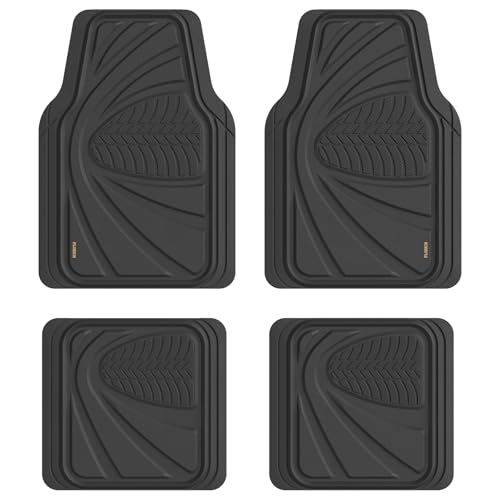 Image of FLORICH Car Floor Mats, Waterproof Universal Heavy-Duty 4 Pieces Rubber Floor Mats for Cars, Full Set Car Mats with Anti-Slip Backing Fit for Most SUV, Vans,Trucks, Sedan(Black)