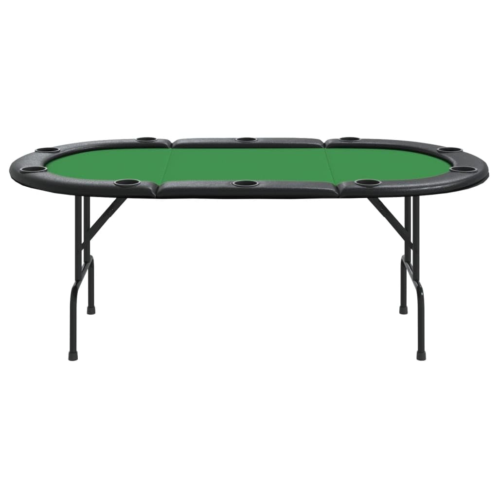 CUSON 10-Player Folding Poker Table with Cup Holder | Oval Casino Leisure Table for 10 Player | Foldable Texas Hold'em Poker Table for Game Room | Green 81.1