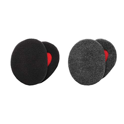 Sprigs Earbags Ear Muffs Cold Weather Ear Warmers For Winter, 2 Layers of Fleece With Thinsulate 2 Pack (Black/Gray, Medium)