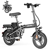 Foldable Electric Bike for Adults and Teens with 500W Peak Motor, 14' Folding E Bike with 48V Removable Battery UL 2849 Certified, Electric Bicycle with 30 Miles PAS Range, 20MPH Commuter Mini E-Bike