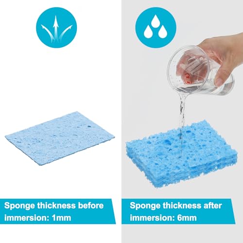 Image of uxcell Soldering Sponge 1.97 inch x 1.38 inch Rectangle Sponge Replacement Welding Soldering Iron Tip Cleaning Pads Soldering Iron Special High Temperature Sponge Blue 15pcs
