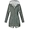 Veste Imperméable Femme Manteau Long Imperméable Femmes Capuche Coupe Vent Manches Longues Couleur Unie avec Zippé Poches Veste De Sport Randonnée Pluie Femmes Vestes Automne Hiver (02 Silver, L)