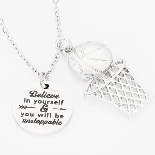 HUTIMY Basketball Necklace for Women Teen Basketball Team Themed Jewelry Stuff Basketball Necklaces4