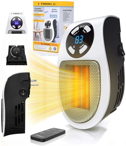 Upgrade Smart Plug in Wall Space Heater,450W Programmable Portable Electric Small Safe Heater,Adjustable Thermostat Timer,Overheat Protection,LED Display (White-Smart)