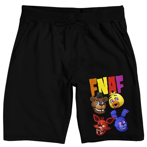 Five Nights At Freddy's FNAF Character Heads Adult Black Sleep Pajama Shorts