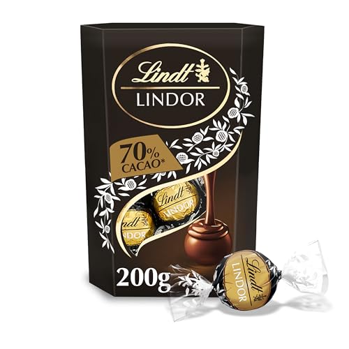 Lindt Lindor 70% Dark Chocolate Truffles 200g Box (Approx. 16 Balls) Smooth Filling Gift Birthday Congratulations Treat