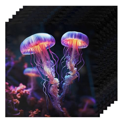 Set de 6 Servilletas de Tela de Medusas Coloridas 50.5x50.5 cm miniatura 1