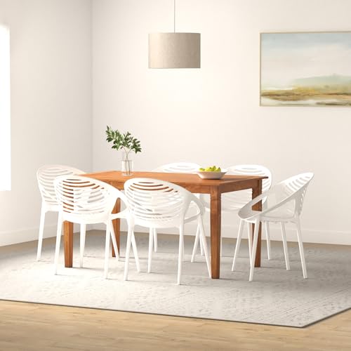 Image of Cello Abacus Chair Set Pack of 6 - White | Strong and Durable | Easy to Clean | Chair for Living Room, Bed Room, Kitchen, Office Room, Outdoor | 3 Years Warranty