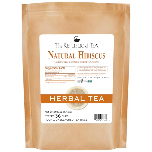 Image of The Republic of Tea Natural Hibiscus Superflower Herbal Tea, Ruby Red Hibiscus Fine Blend, 36 Tea Bag Refill