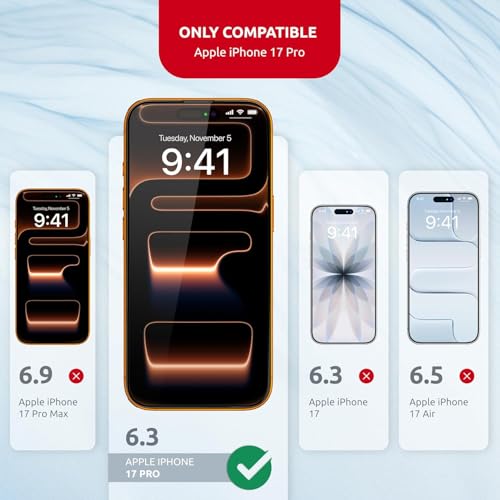 Image of IQShield Screen Protector Tempered Glass Guard for iPhone 17 Pro - 9H Hardness, HD Clear, Case Friendly [1 Pack]