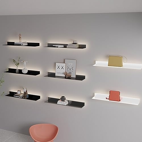 Étagère murale suspendue en métal avec éclairage LED intégré et plateaux multiples - 6