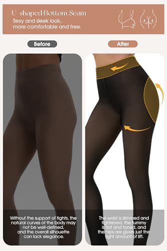 FZGO Fleece Lined Tights Women, Fake Translucent Thermal Tights for Women - image 4