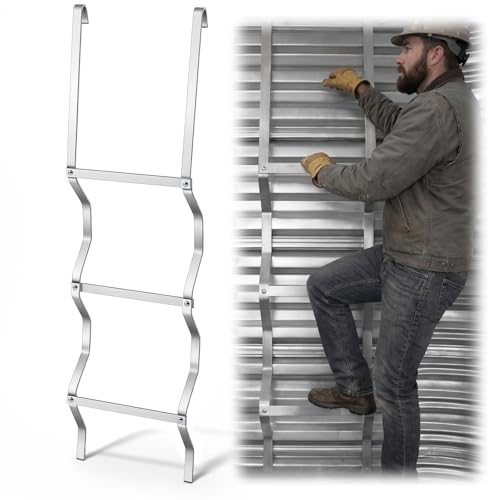 Shimeyao Egress Window Well Ladder 3 Step Aluminum Basement Escape Ladder 14 W x 50 H with Hook 300lbs Capacity for Emergency Home Safety