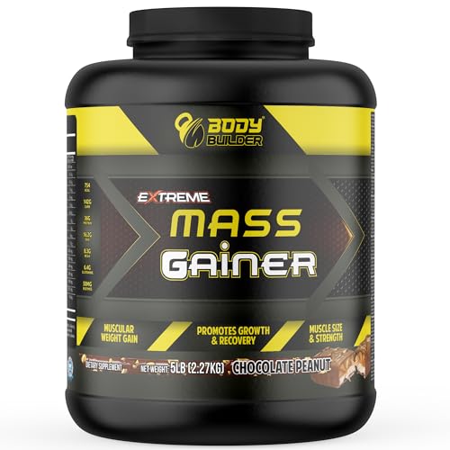 Body Builder Extreme Mass Gainer Ultimate Mass Gainer for Body Builders 40gm of protein for muscle Growth & Recovery Perfect for Extreme Bodybuilding (5 LBS Chocolate Peanut)