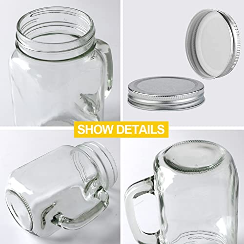 16 Oz Mason Jars With Handle,Old Fashioned Drinking Glasses With Chalkboard Labels And Silver Metal Lids,Glass Mugs For Party Or Daily Use,Set Of 12. #TOP2