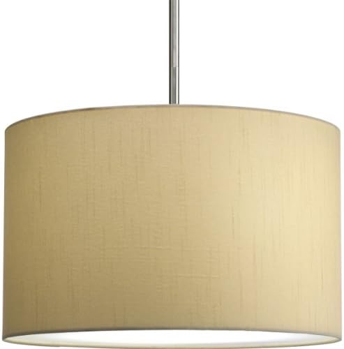 Progress Lighting P8823-01 16-Inch Drum Shade, Beige Silken Fabric with Full Modular Pendant Requires 1–Light Stem (P5198) or 3–Light Stem (P5199) to Make Complete Fixture