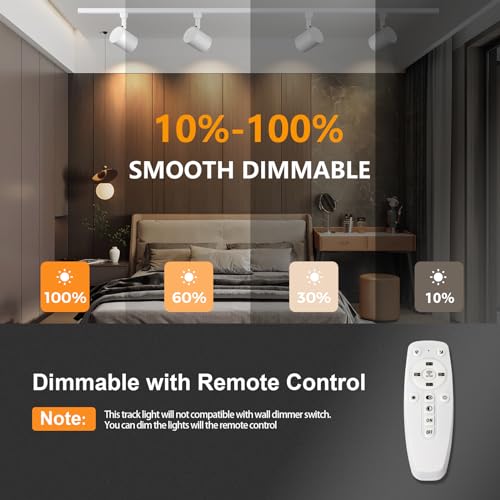 TuyuBEE Remote Control LED Track Lighting Heads H Type Track Light Heads Dimmable, 2000K to 6000K Adjustable Ceiling Spotlight for H Track Lighting Rails, CRI90+ 24° 10W 800lm, White (8 Pack)
