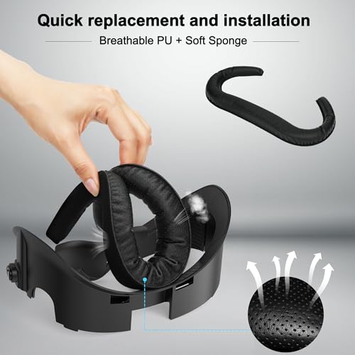 Image of APEXINNO Adjustable Facial Interface for Meta Quest 3 Accessories,Face Cover with Breathable Foam Pads, Light-Blocking Nose Pad,Includes Two Face Cushions:Ice Silk & PU (Not Compatible with Quest 3S)