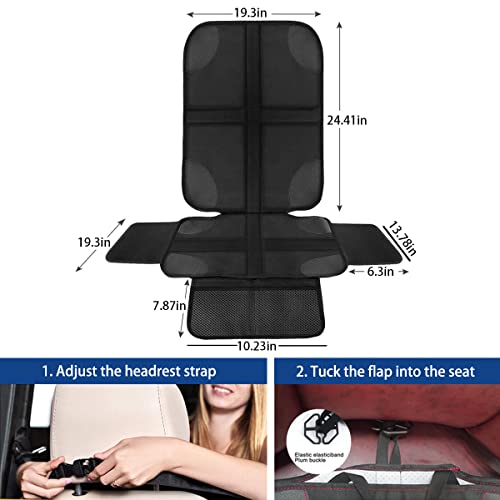 Image of BESULEN Car Seat Protector for Child Car Seat, Anti-Slipt Auto Seat Cover Mat with Thickest Padding with Organizer Pockets for Under Baby Seat, Vehicle Accessories for Most Cars (Black Line)