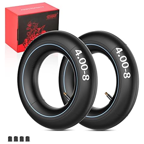 RUTU 4.80/4.00-8" Heavy-Duty Replacement Inner Tubes - Bike Tube Parts for Mini Bikes, Go Kart Lawn Mowers Hand Truck, Wheelbarrow - 45% More Rubber, Straight Copper Valve, High Air Retention - 2 Pack Cover