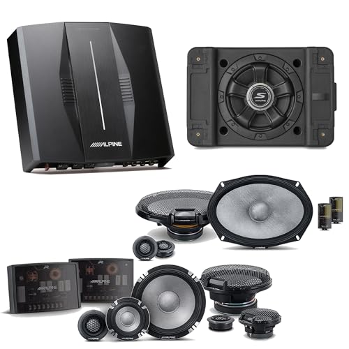 Alpine PXE-C80-88 OPTIM8 8-Channel Hi-Res Digital Sound Processor Amplifier w/SS-SB12 Subwoofer, R2-S653 & R2-S69C Bundle