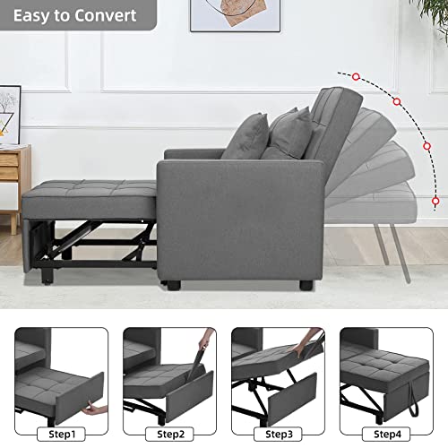 Homeer Convertible Chair Bed, 3-In-1 Sleeper Chair Bed With Adjustable Backrest, Pull Out Folding Sofa Chair Bed, Modern Single Armchair Sofa Bed(Modern Grey) #TOP4