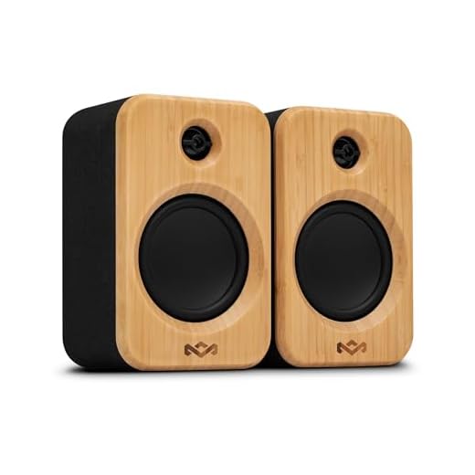 Marley House of Get Together Duo 2 aktive Regallautsprecher Paar - 2 x 10 W, tragbarer + stationärer Lautsprecher, Plattenspieler-kompatibel, Bluetooth Stereo-Pairing, nachhaltiges Design, Bambus