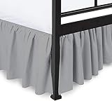 Peace Sleep Bedding - Ruffled Bed Skirt with Split Corners, Light Grey, Queen 14 Inch Drop Bedskirt, Hotel Quality Brushed Microfiber Wrinkle Free Dust Ruffle Bed Skirt Queen Size