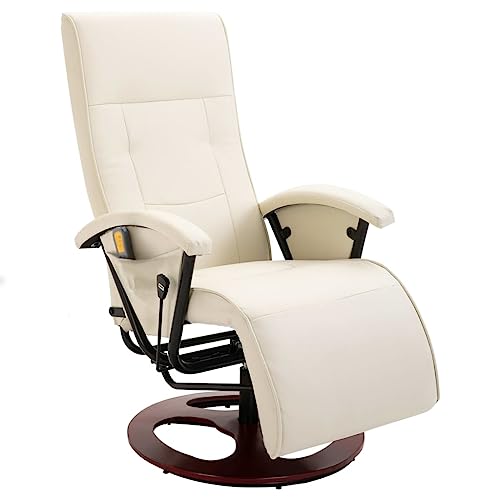 Fauteuil Électrique de Massage Similicuir Blanc Crème Chaise Massante de vidaXL
