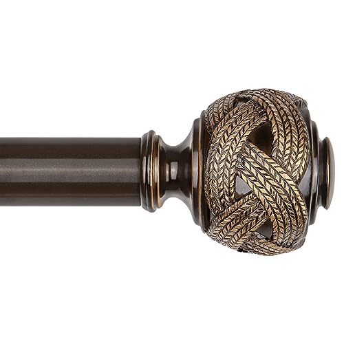 USFOOK Tringle à rideaux 32-86, Barre de Rideaux, Embouts Tissés, Bronze (NOUVEAU)