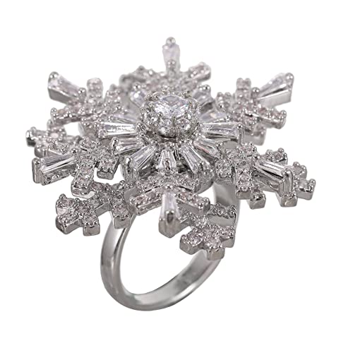 Bague flocon de neige lune étoile, bijoux mignons et double couche pour femmes