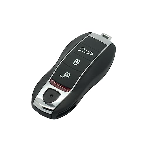 BROVACS Coque de clé de rechange Noir compatible avec Porsche Macan Boxster Cayenne 4 boutons Entrée sans clé intelligente 3 + 1 BTN PG923C