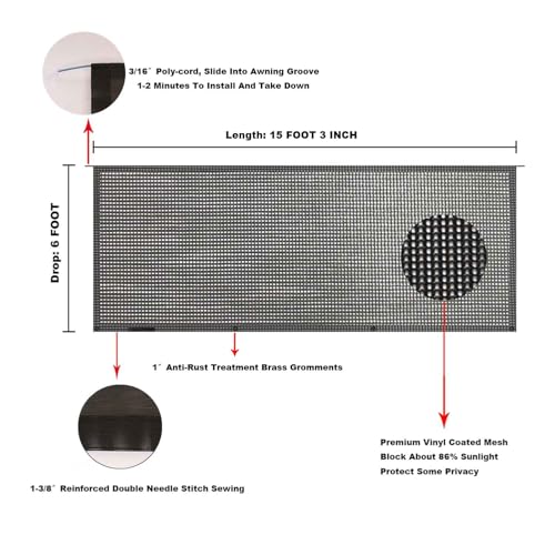 Image of RV Awning Mesh Sun Shade Screen for Motorhome Camper Trailer Sunshade